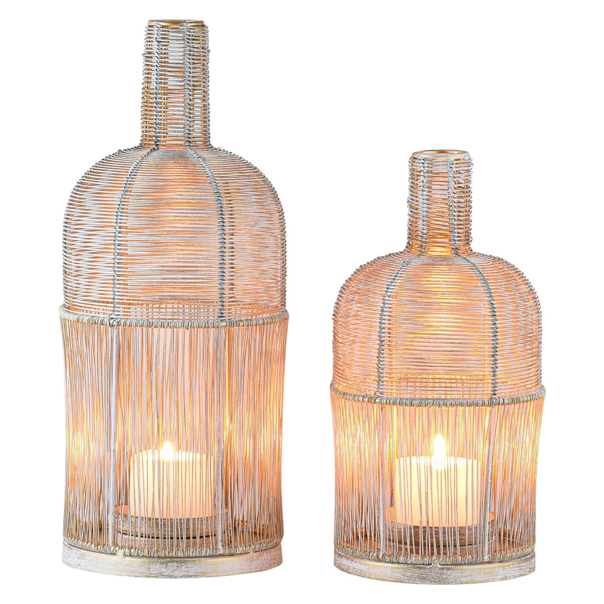 2er Set Boho Deko Windlicht Teelichthalter Kerzenhalter Pres