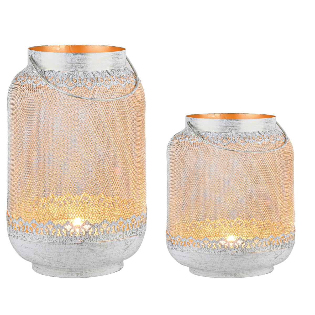 2er Set Boho Deko Windlicht Teelichthalter Kerzenhalter Edna