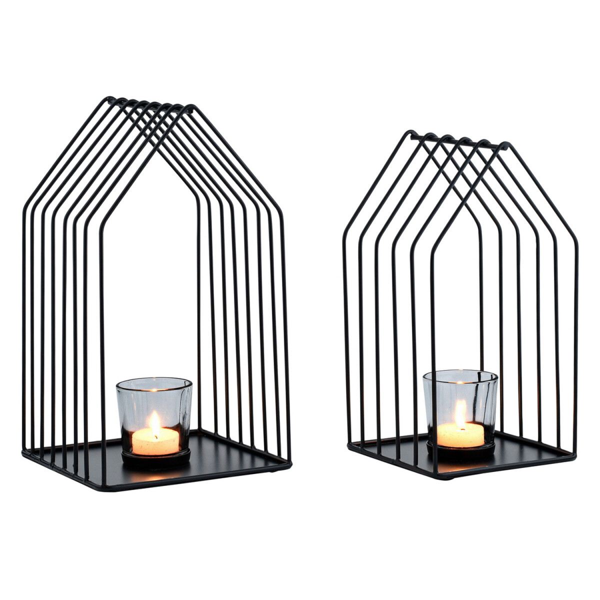 2er Set Skandinavische Deko Windlicht Teelichthalter Carlon 