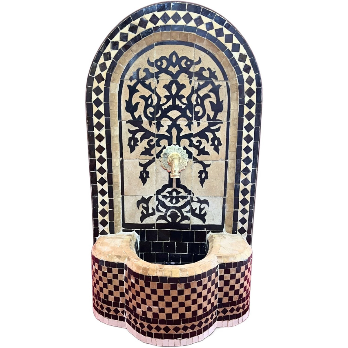 Marokkanischer Mosaik Gartenbrunnen 84cm | Boho Zimmerbrunne