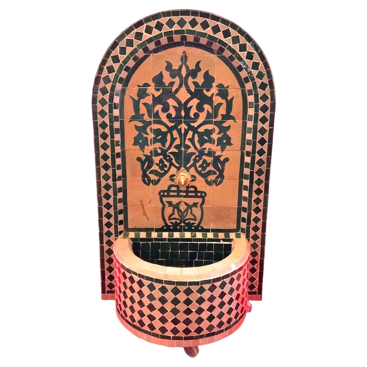 Marokkanischer Mosaik Gartenbrunnen 105cm | Boho Zimmerbrunn