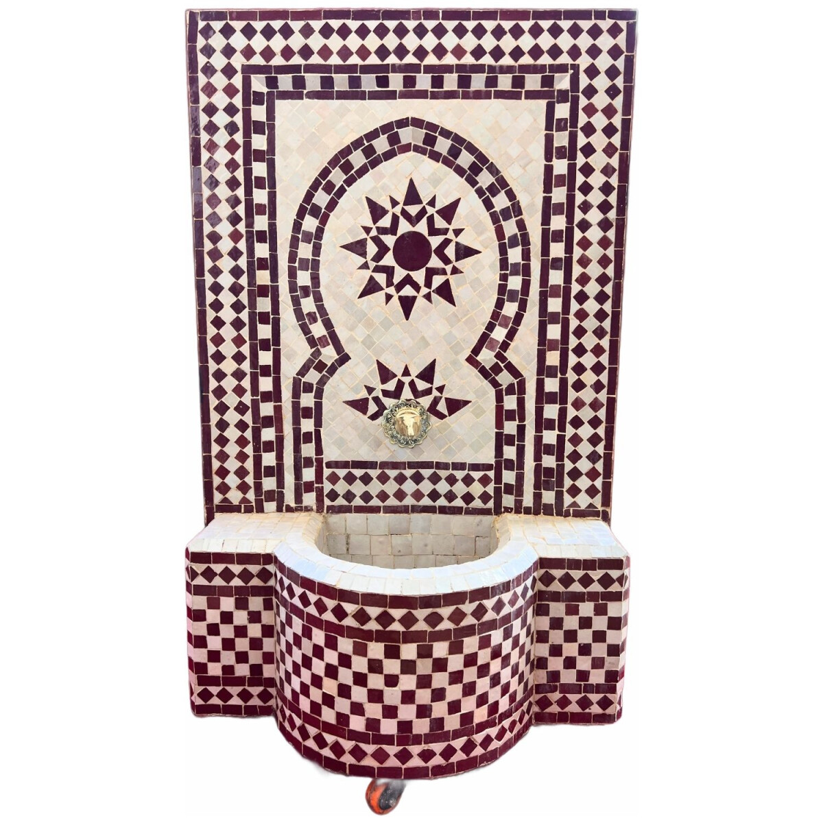 Marokkanischer Mosaik Gartenbrunnen 109cm | Boho Zimmerbrunn