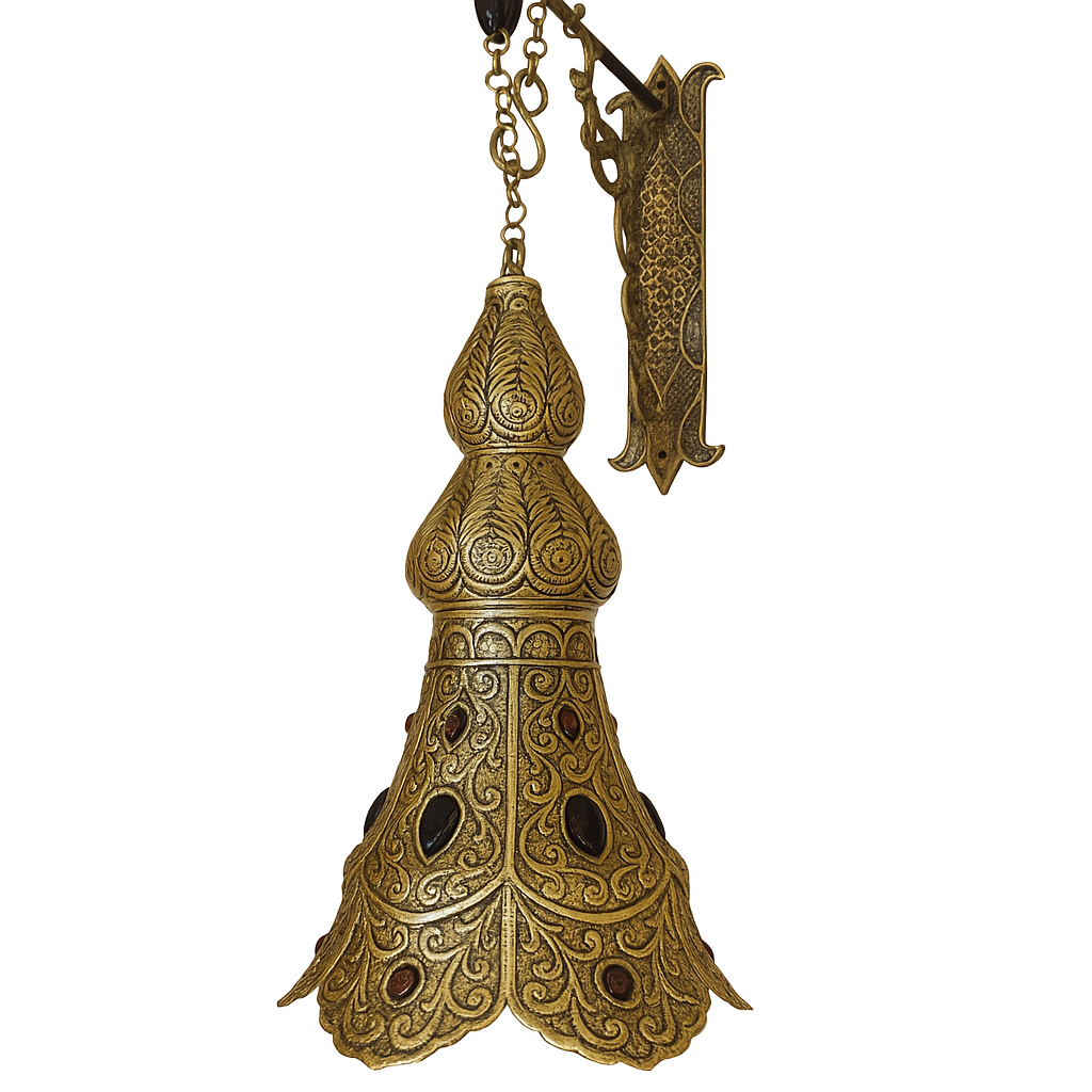 Marokkanische Pendelleuchte Ilgin modern aus Messing in Gold