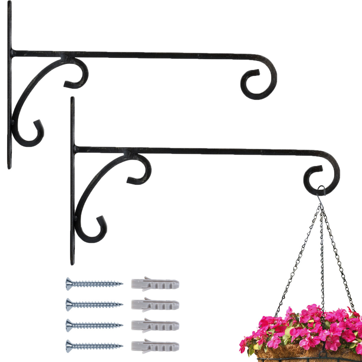 2er Set Wandhaken fuer Blumenampel Laternenhaken Tarmo 25cm