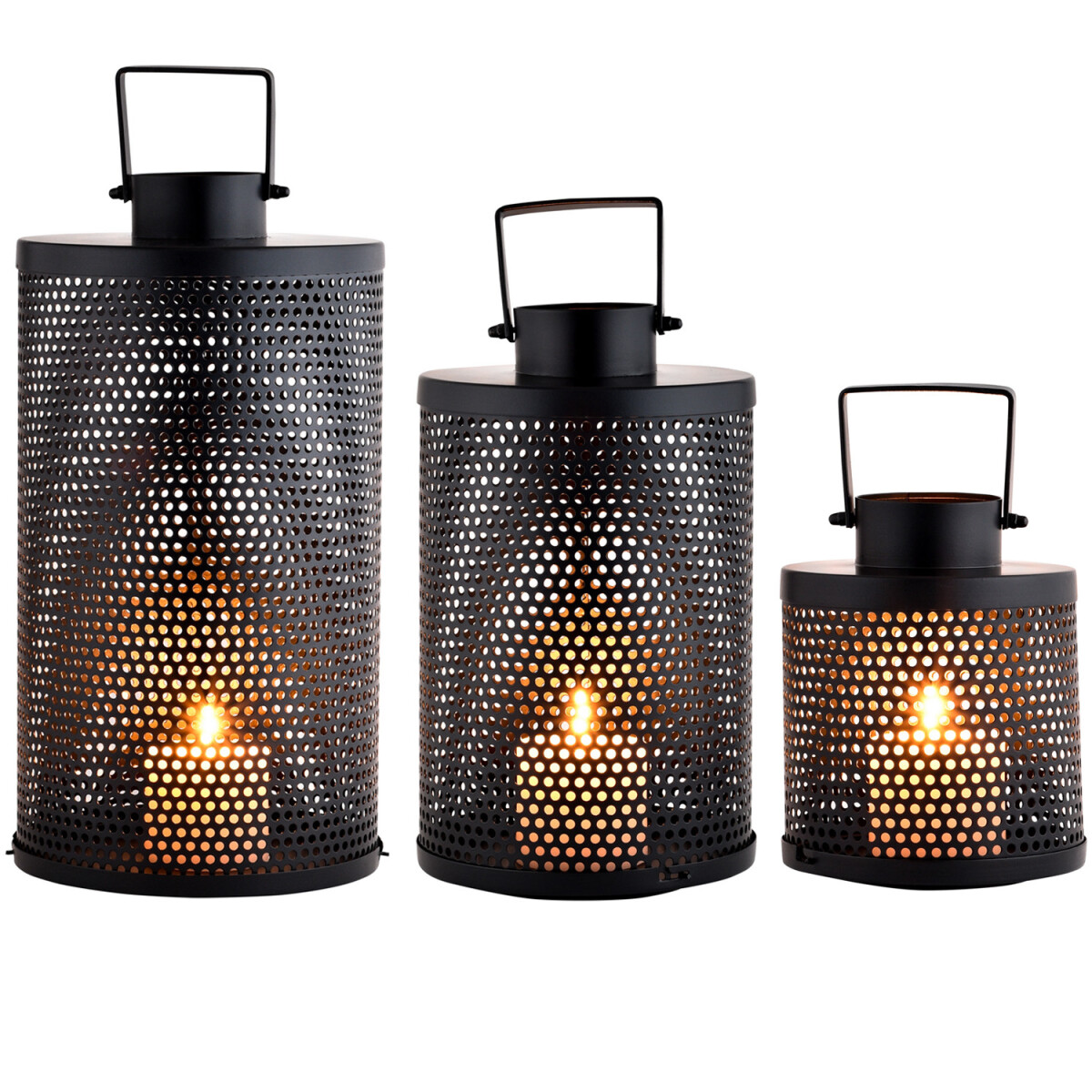 3er Set Skandinavische Deko Laternen Windlichter Gartendeko 