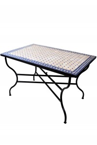 Marokkanischer Mosaiktisch Marrakesch Beige Blau 120x80cm...