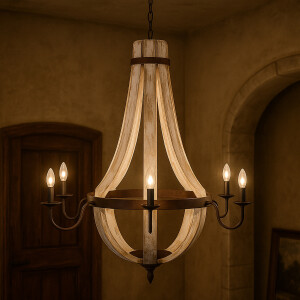 Kronleuchter Abdallah Holz Metall 93cm | Indisch Shabby...