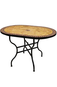 Marokkanischer Mosaiktisch Bilbao Beige Bordeaux 120x80cm...