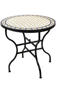 Marokkanischer Mosaiktisch Giralda Weiss Gelb Blau 80cm |...