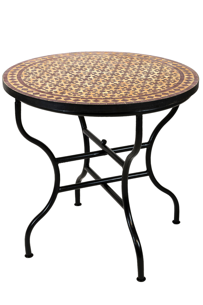 Marokkanischer Mosaiktisch Albaicin Beige Bordeaux 80cm | Ha