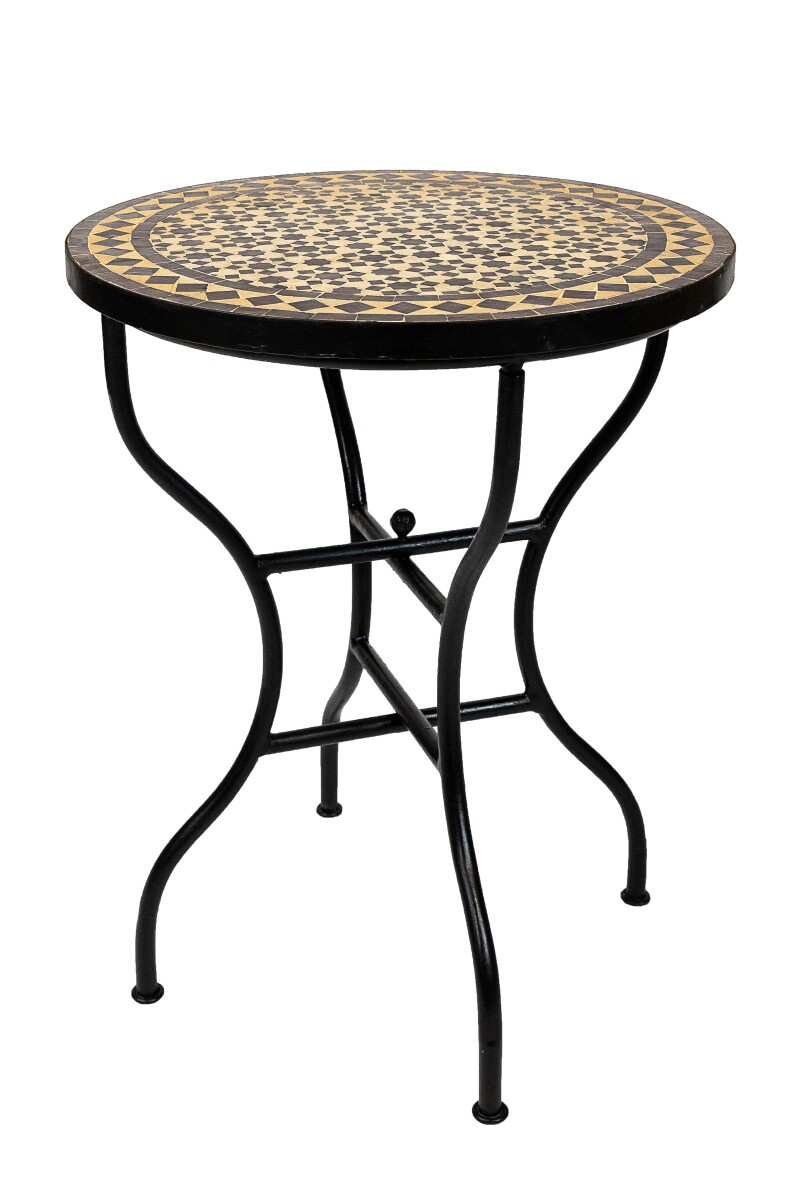 Marokkanischer Mosaiktisch Albaicin Beige-Braun Ø60 c