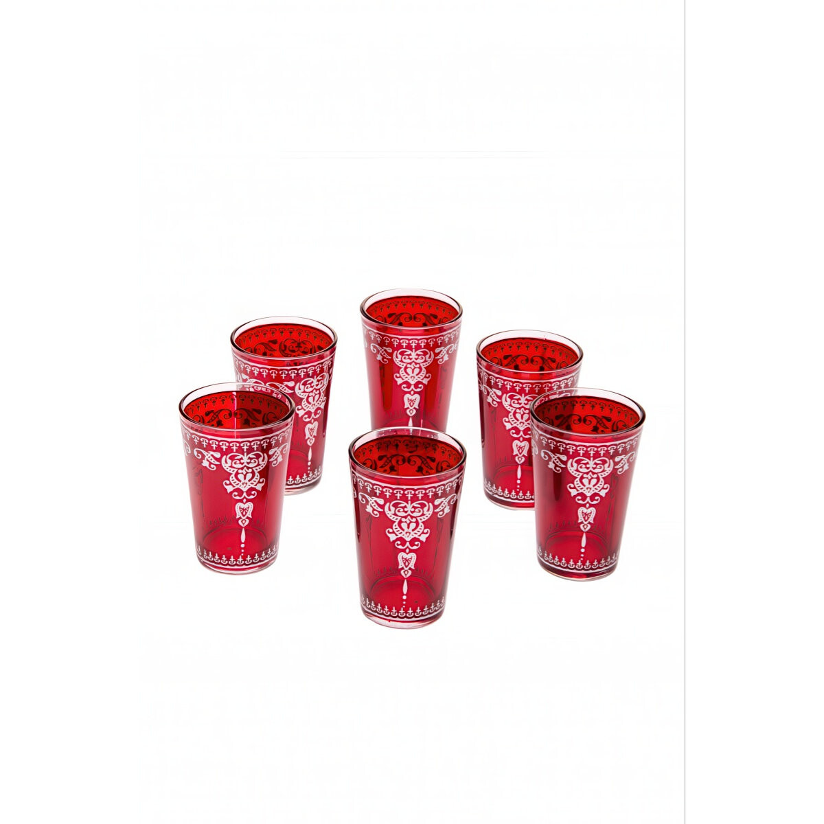 6 Orientalische Teeglas Andalous rot - 6er SET