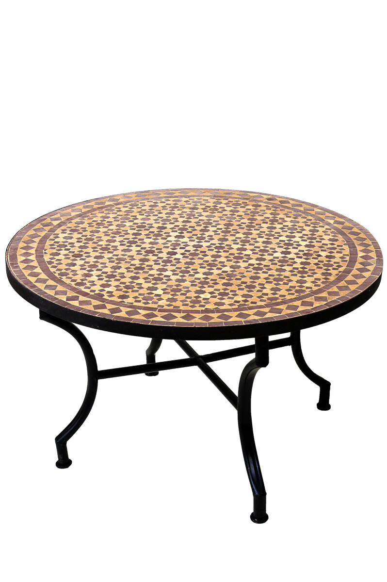 Marokkanischer Mosaiktisch Albaicin Beige Bordeaux ø 