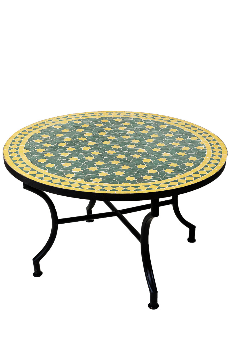 Marokkanischer Mosaiktisch Estrella Grün Gelb ø 