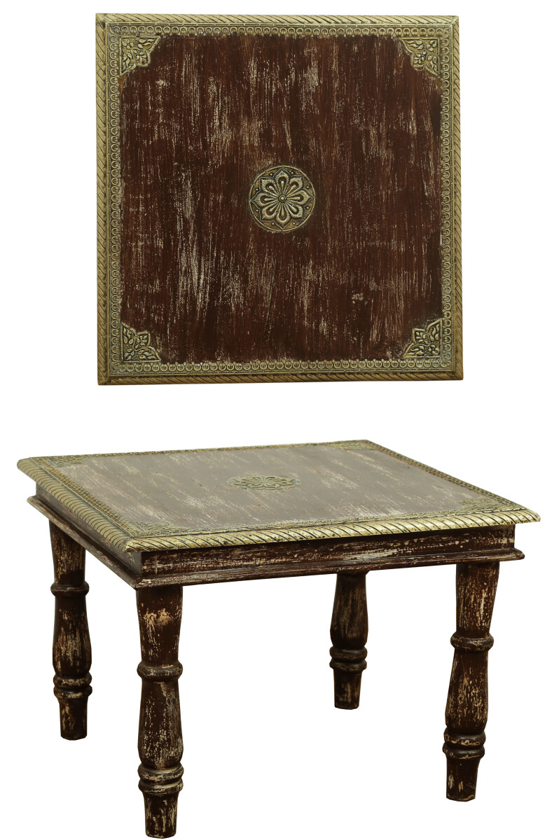 Vintage Wohnzimmertisch Beistelltisch aus Holz Anjay Braun -