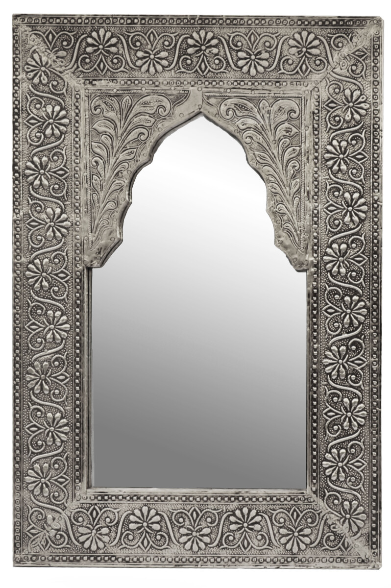orientalischer Vintage Spiegel Malik Deko silber - 42cm -