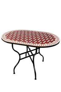 Marokkanischer Mosaiktisch Estrella Bordeaux Weiss...