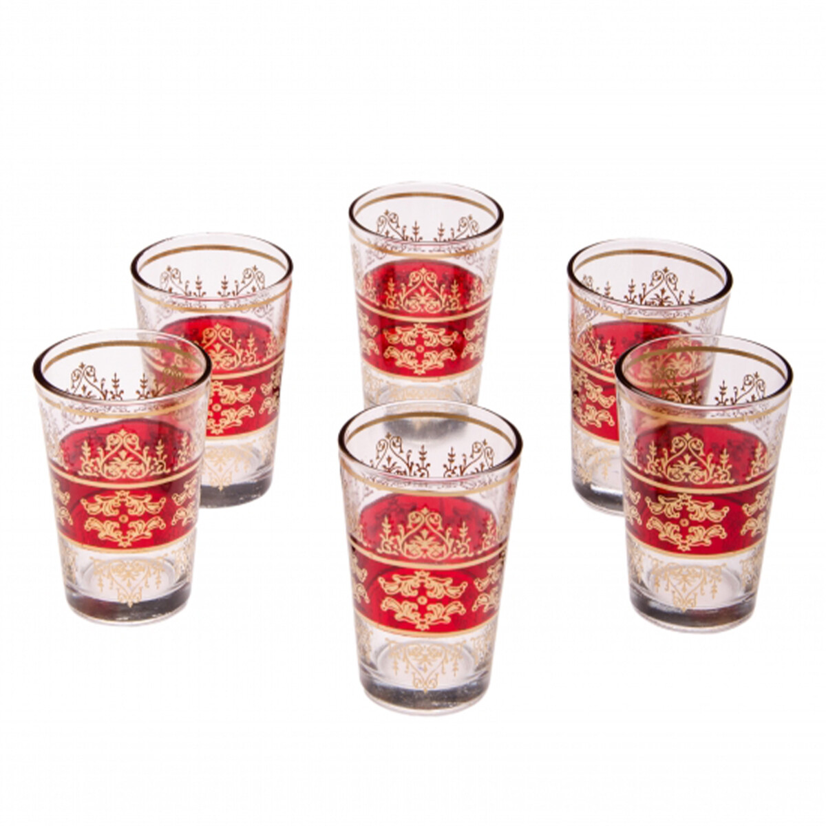 6x Orientalische Teeglas Marrakesch Rot  box